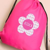 Personalised Flower Pink Drawstring Bag Extra Image 2 Preview